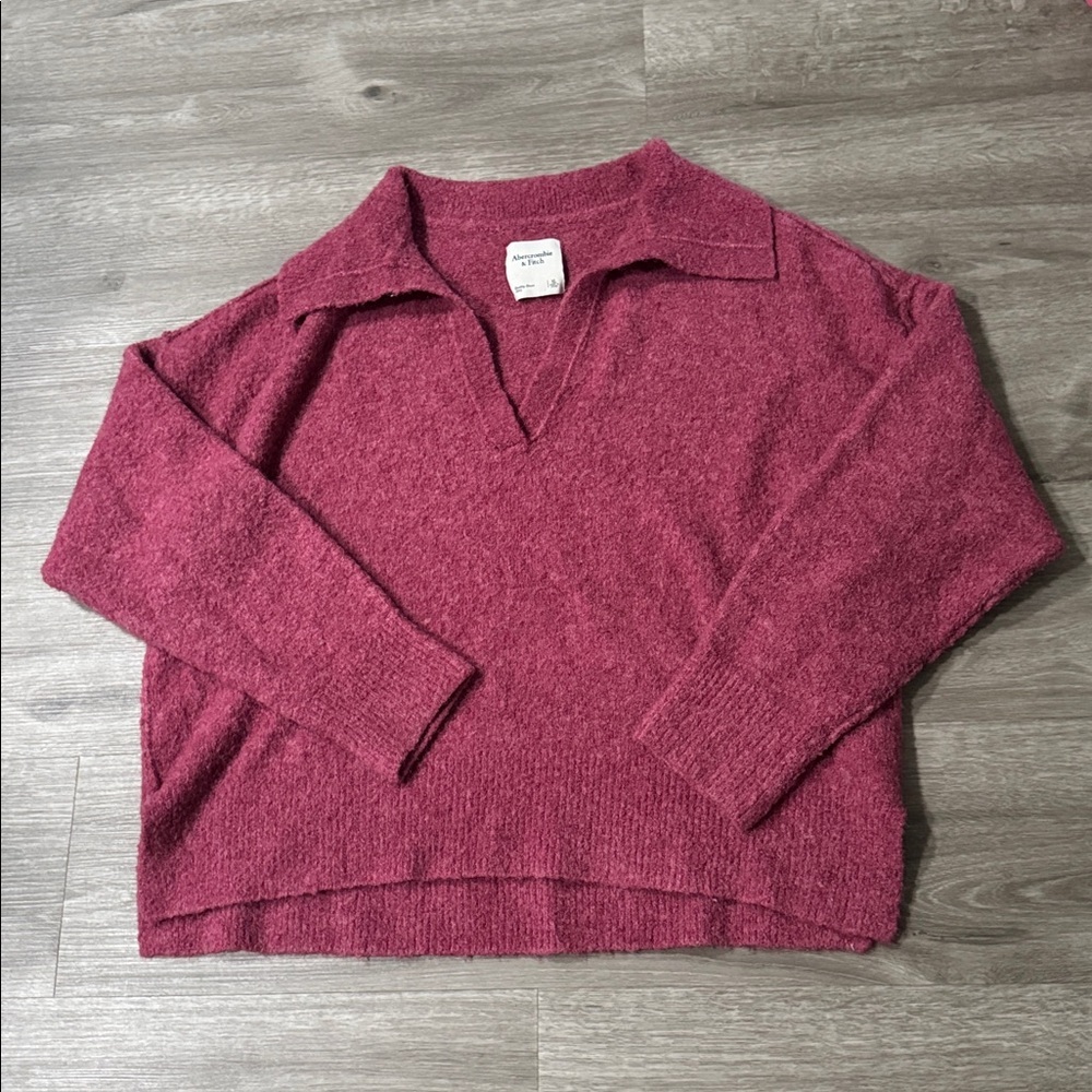 Abercrombie & Fitch Pullover Polo Collar Sweater — Magenta